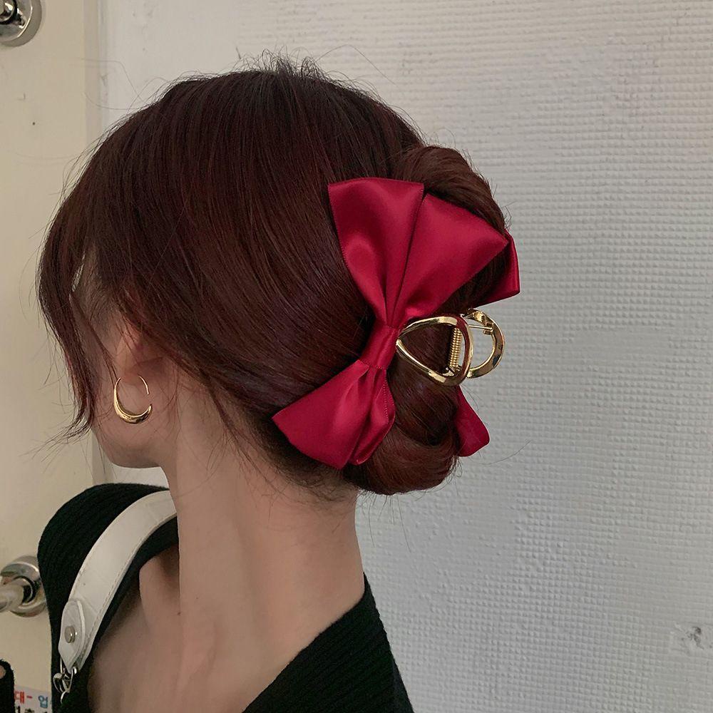 NICKOLAS Kẹp Tóc Kim Loại Hình Nơ Sau Lưng Phong Cách Vintage Thanh Lịch Cho Nữ