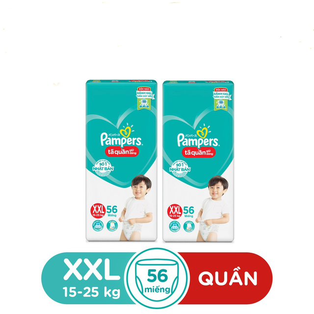 Bộ 2 Tã/Bỉm quần Pampers Giữ Dáng Mới Gói Cực Đại M74/L68/XL62/XXL56