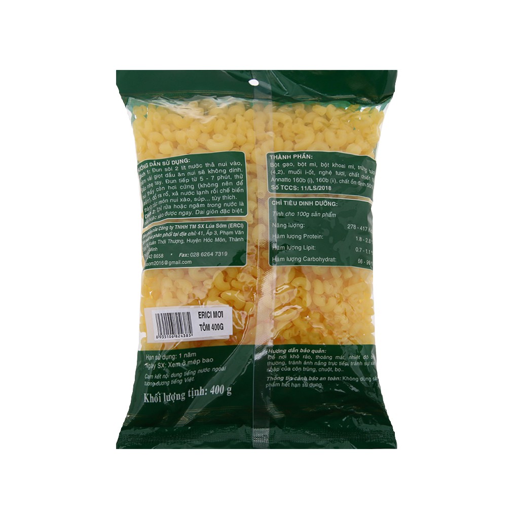 Nui trứng chữ C cao cấp Erici gói 400g