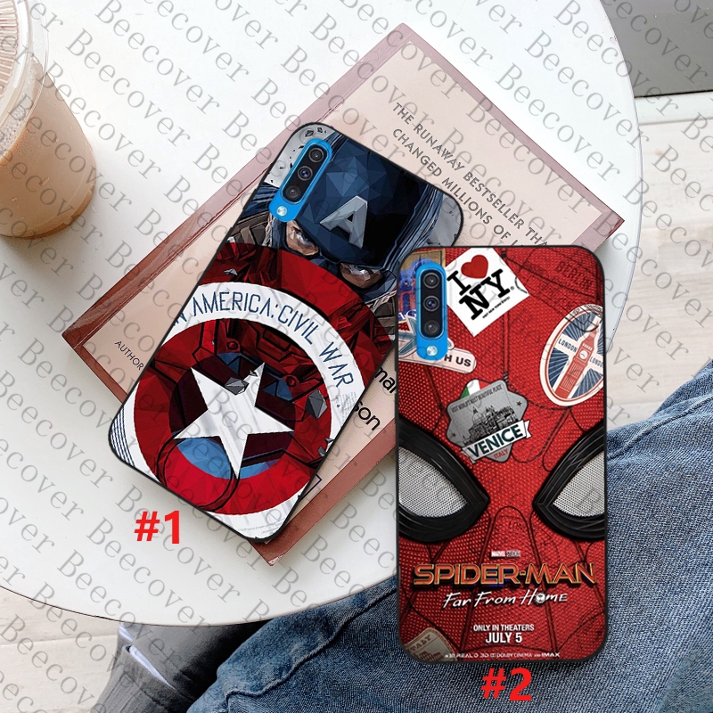 Ốp điện thoại in hình Spiderman Captain America thời trang cho Samsung M10 M20 A10 A20 A30 A50 A70 A7 2018 A750 A50S A30S Note 9 Matte Case