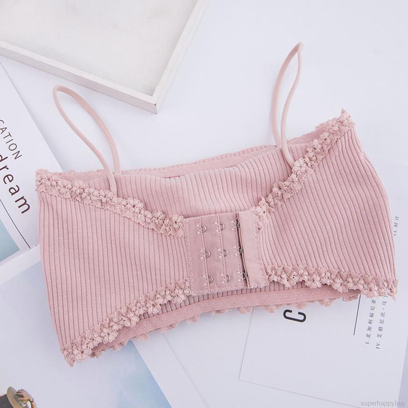 Áo ngực dạng ống hai dây màu trơn bằng vải cotton mềm mại có miếng đệm ngực dành cho bạn nữ | BigBuy360 - bigbuy360.vn