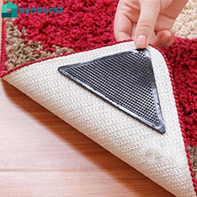 Set 4 Miếng Dán Bằng PU Hình Tam Giác Màu Đen Tự Dính Chống Trượt Có Thể Giặt Rửa Trang Trí Nhà Cửa