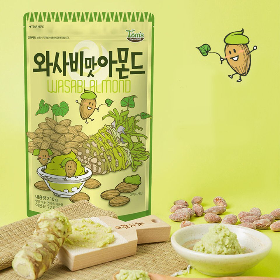 Hạnh nhân tẩm Wasabi Tom's Farm - Gói 210g