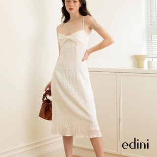 Đầm Dài Hai Dây Xoắn Ngực Màu Trắng EDINI - D1408