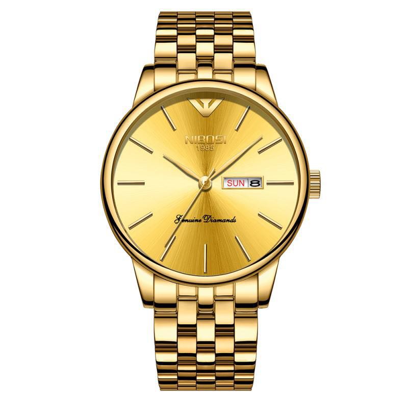Đồng hồ nam NIBOSI 2332 dây thép đúc mặt kính tráng shapphire lịch ngày cao cấp