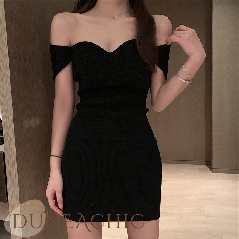 DUNEA Đầm ngắn dáng chữ A lưng cao quyến rũ thời trang dành cho nữ