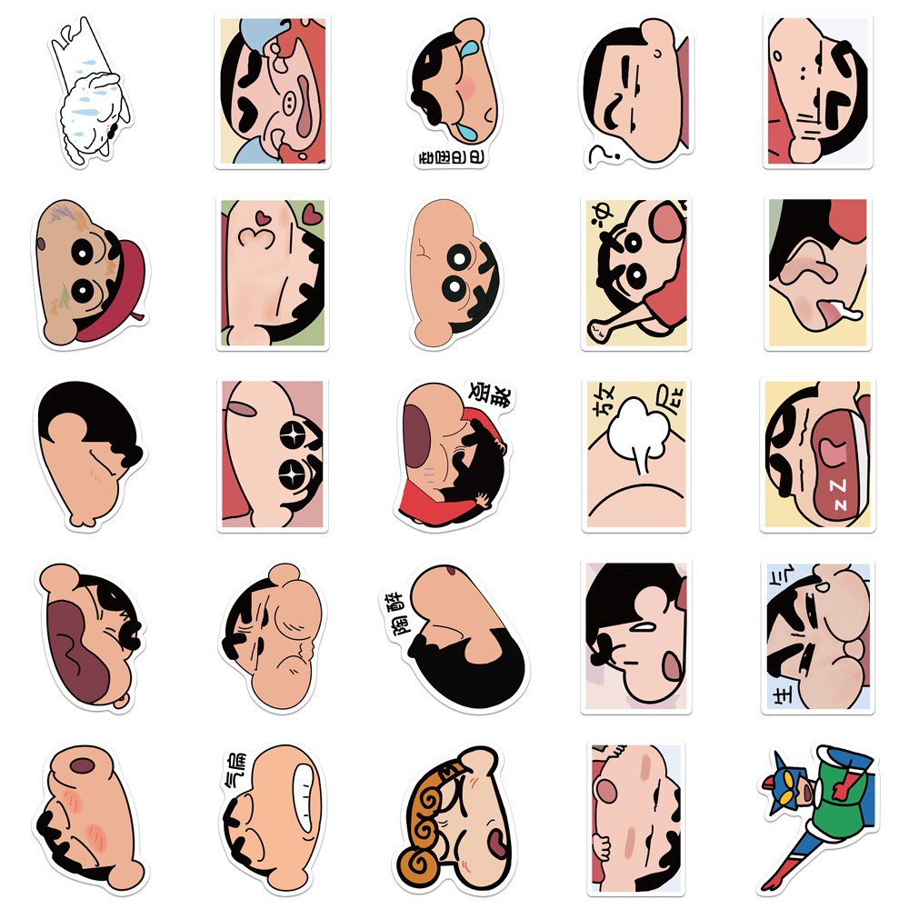 Bộ 50 Miếng Dán Hình Cậu Bé Bút Chì Shin Dễ Thương Trang Trí Vali / Ván Trượt / Laptop / Xe Đạp Diy