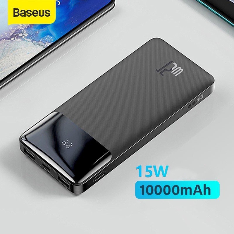 Sạc Dự Phòng Baseus 10000Mah, Hỗ Trợ Sạc Nhanh 15W. Tốc Độ Sạc Rất Nhanh, Thiết Kế Cực Đẹp. Bảo Hành 12 Tháng.