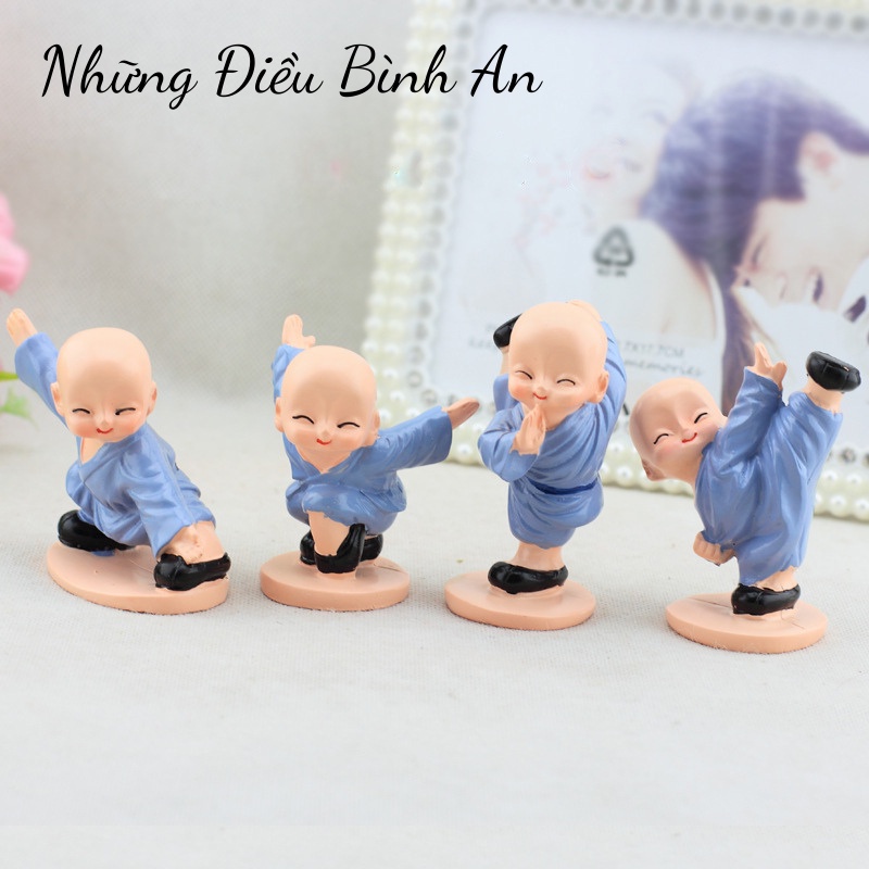 Tượng chú tiểu luyện võ áo xanh KÈM ĐẾ và KEO mang lại an nhiên trong cuộc sống 💕FREESHIP 50k💕 - Những Điều Bình An
