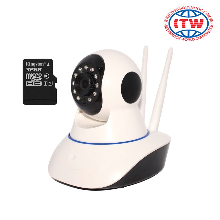 Camera IP giám sát và báo động NetCam NC-W3A (Trắng) + Tặng thẻ nhớ micro SD 32GB