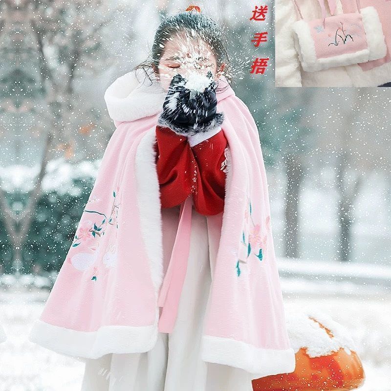 Áo Choàng Hán Phục Bằng Vải Lông Dày Ấm Áp Thời Trang Thu Đông Cho Bé Gái | BigBuy360 - bigbuy360.vn