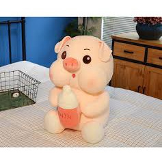 Gấu bông heo hồng, heo ngủ gật, heo mắt hồng,heo mắt híp chất liệu minixo 4 chiều size 30cm - 1m