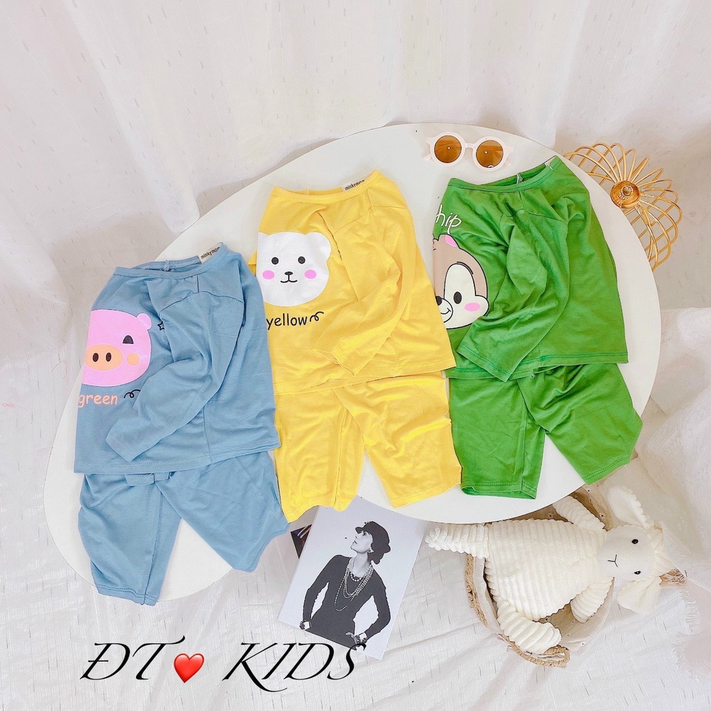 [SALE] Bộ Dài Tay Cho Bé Trai, Bé Gái Minky Mom Vải Thun Lạnh 7 Màu Hoạt Hình, Đồ Bộ Cho Bé Mặc Nhà Thu Đông MKMTD2147