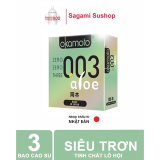 Bao cao su siêu mỏng 0.03 okamoto aloe tinh chất nha đam
