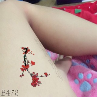 Xăm dán Tattoo hoa lá B472