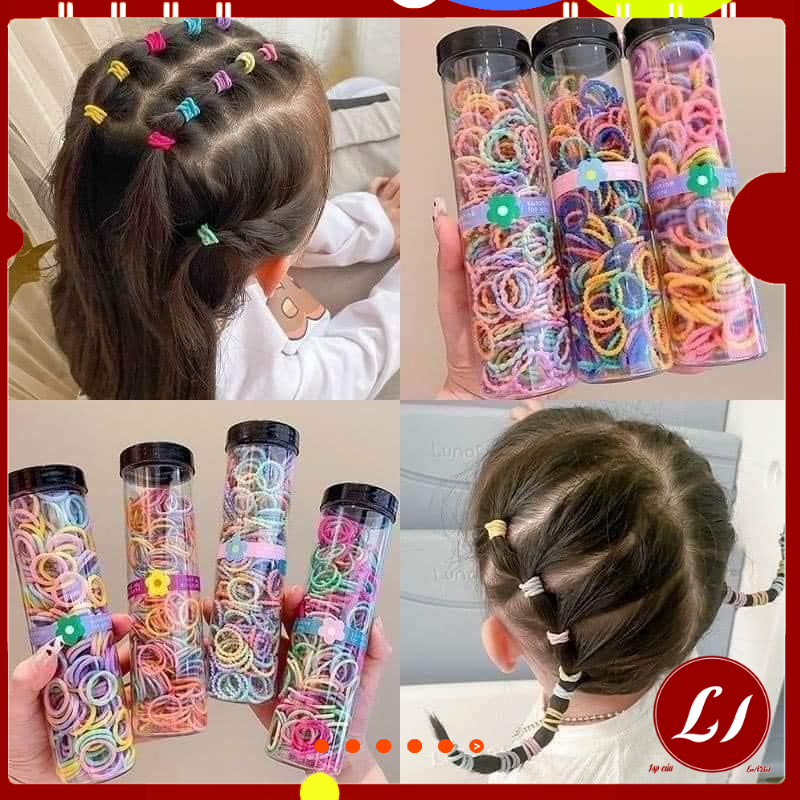 Bộ 290 Chun tóc xoắn Loại ỐNG nhiều màu xinh xắn cho bé