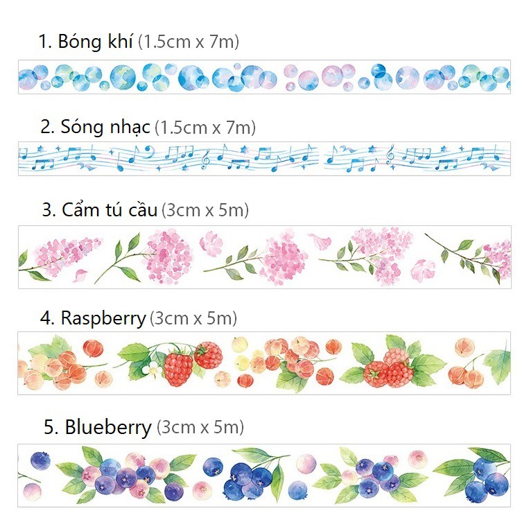 Băng dính washi tape âm nhạc trang trí planner WST128
