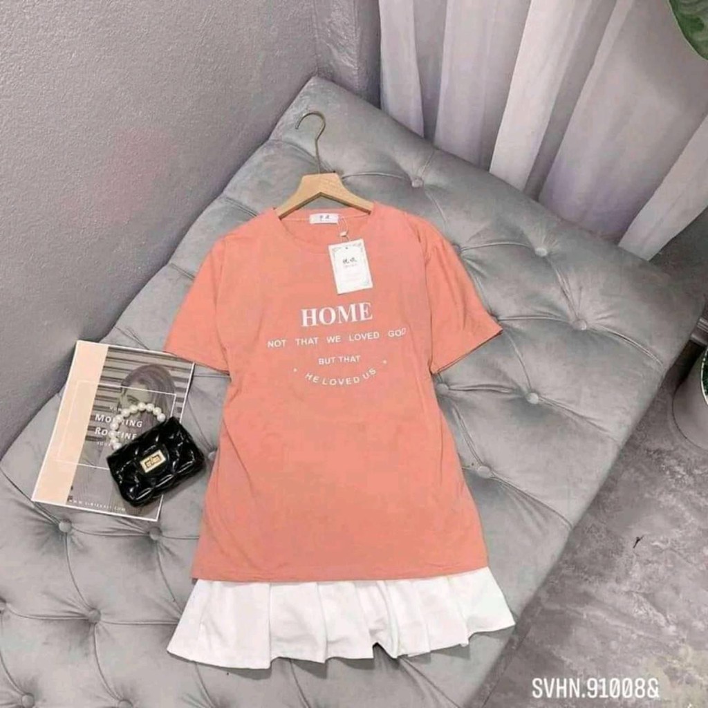 Bộ chân váy áo thun HOME,Set chân váy tennis kèm áo phông cộc tay HOME