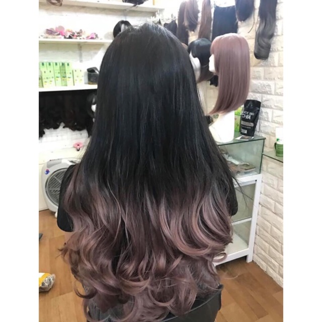 Tóc giả nữ ombre ❤ FREESHIP ❤ màu Đen-Hồng kẹp U