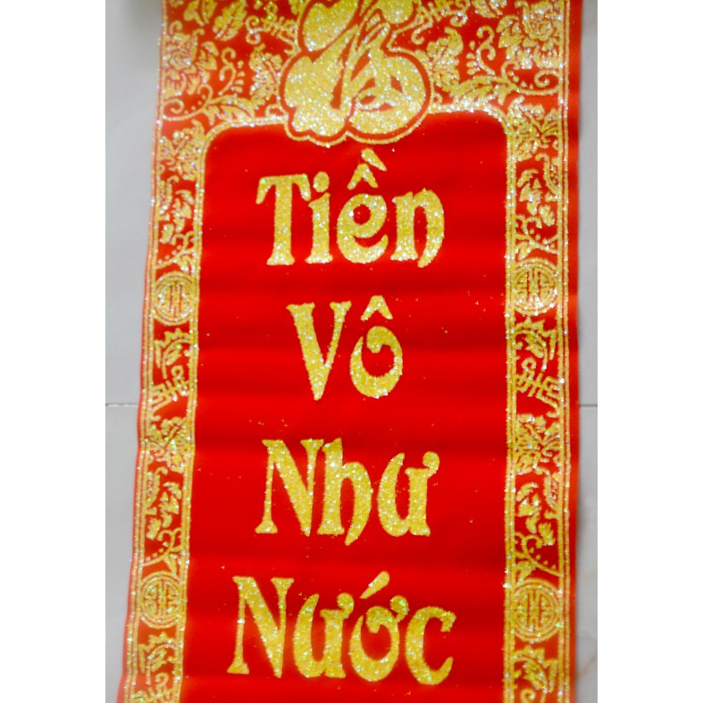 Liễn nhung đỏ trang trí nhà cửa-Liễn nhung trang trí ngày Tết-khổ 25x55cm