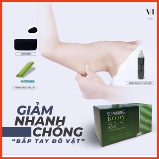 Bộ Đai Quấn Nóng Làm Gọn Cơ Thể Định Hình Eo, Thải Mỡ Slimming Body II -Gồm 4 Món ( Tinh Dầu 120ml)