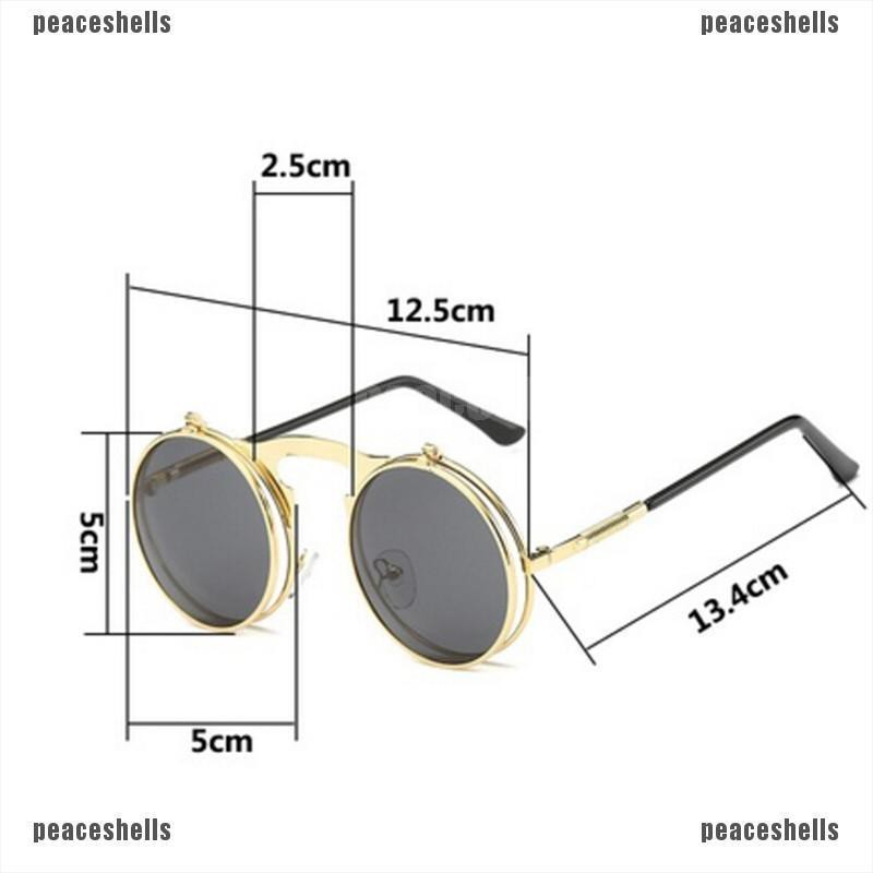 Kính Mát Gọng Tròn Dạng Lật Phong Cách Steampunk Cổ Điển Thời Trang