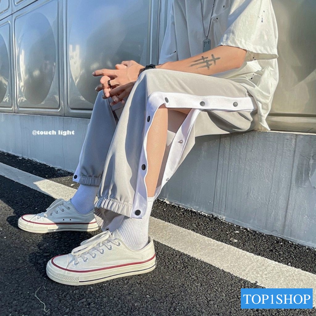 [ĐỘC LẠ] Quần jogger ống rộng line đóng cúc unisex bo chun Basic overszie nam nữ