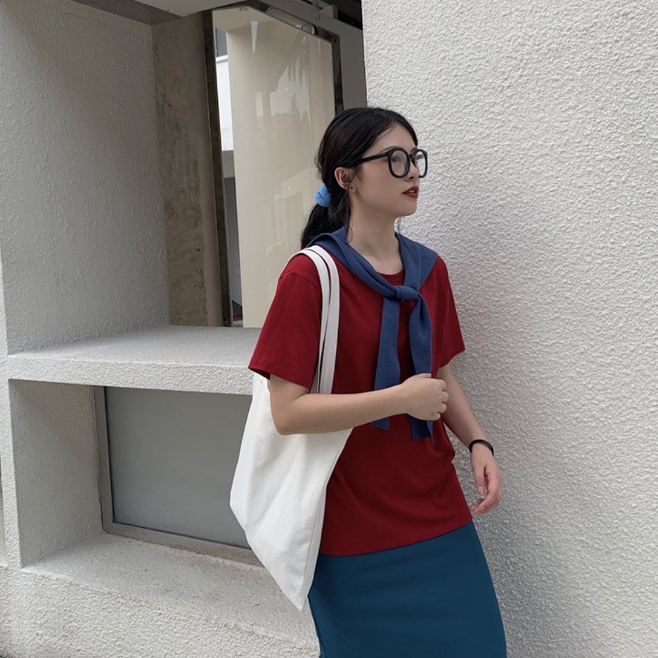 [Augustcloth] Áo/ khăn choàng màu xanh biển vắt vai giả áo phong cách Hàn Quốc | BigBuy360 - bigbuy360.vn