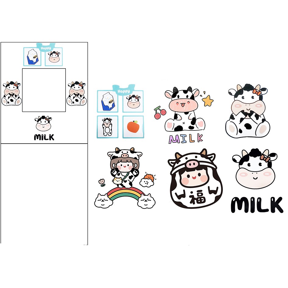 sticker bò sữa trâu vàng cắt rời size to SCI34 có bao giấy cute dễ thương bullet journal