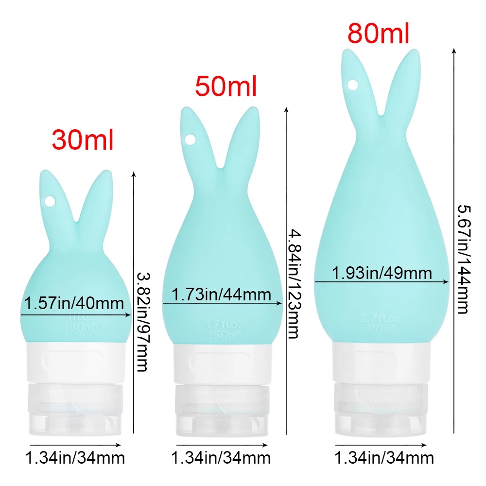 Chai Chiết Mỹ Phẩm Du Lịch Bằng Silicon Hình Hoạt Hình Dễ Thương Dung Tích 30ml / 50ml / 80ml