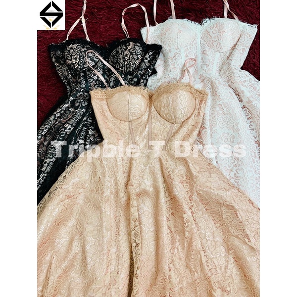 Đầm xoè 2 dây ren phối màu lót trong siêu xinh TRIPBLE T DRESS - size M/L - MS384V