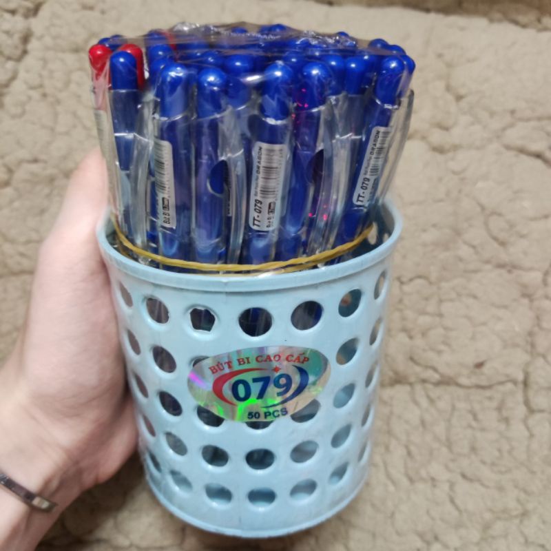 1 Hủ 50 Cây Viết/ Bút Bi Xanh Cao Cấp Đầu bút 0.7mm