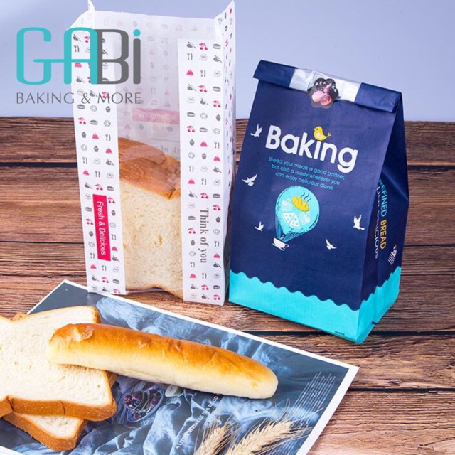 Set 10 túi giấy đựng bánh mỳ (nhiều mẫu)
