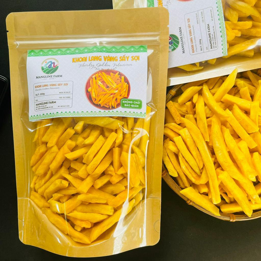 Khoai lang vàng sấy sợi Mangline Farm Đà Lạt 250g thơm ngon giòn tan giúp giảm cân cải thiện tiêu hoá