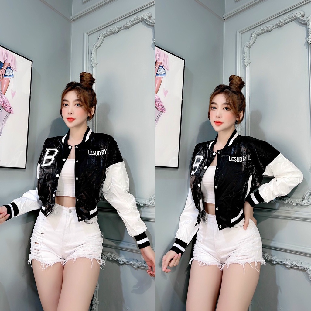 [43-55kg] Áo Khoác Kiểu Nữ Form Ngắn Cá Tính. Áo Khoác BomBer Nữ Ko Nón Vải Đẹp Có 1 Túi Trong [PB21]