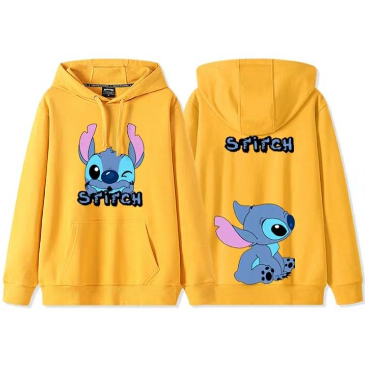 Áo hoodie họa tiết stitch thú tai dài in 2 mặt chất nỉ bông dày siêu ấm, cho các bạn đi dạo phố, hẹn hò, đi du lịch.