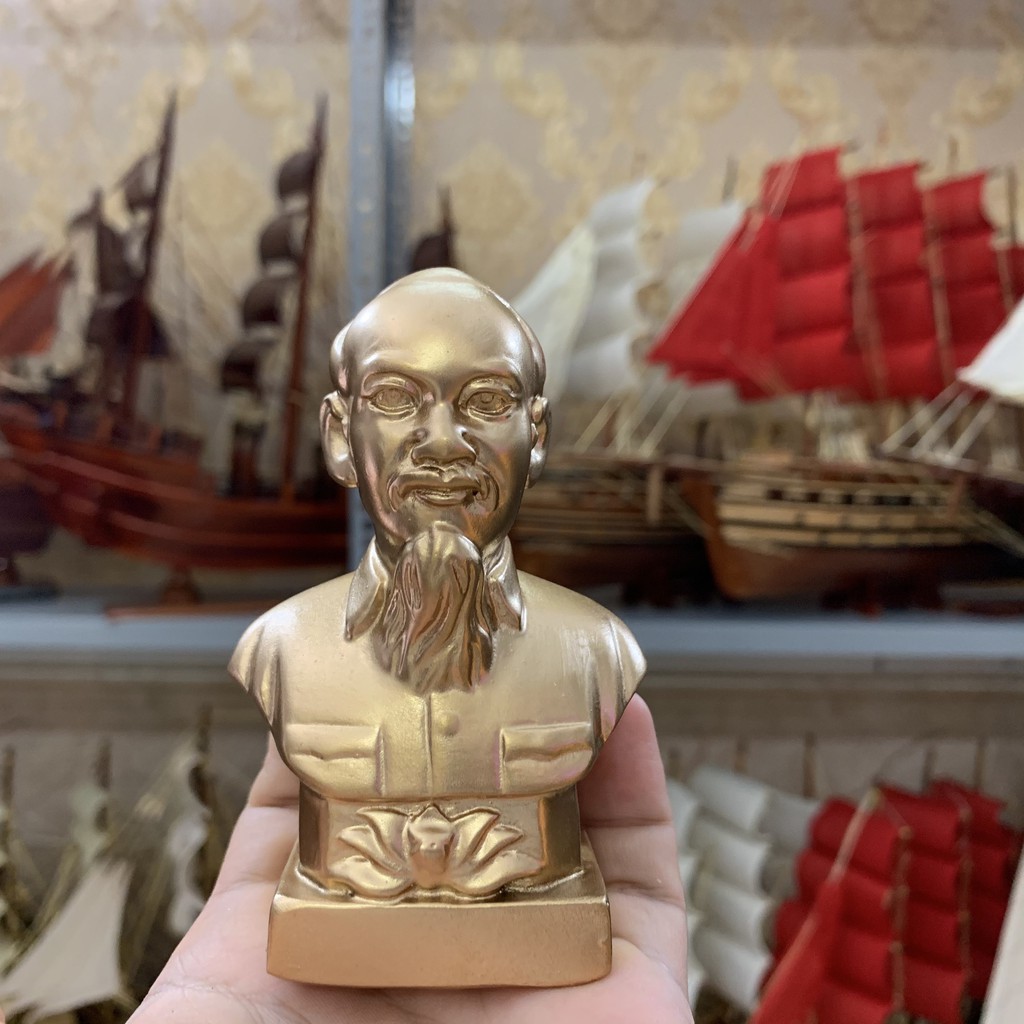 Tượng đá trang trí Bác hồ chủ tịch hồ chí minh - Cao 10cm - Màu nhũ đồng