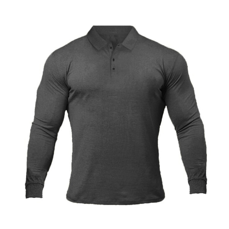 Mens Plain PoLo Long Sleeved Tshirts 5 Colors 4 Size Cotton Causal Slim Fitness Solid Polos
