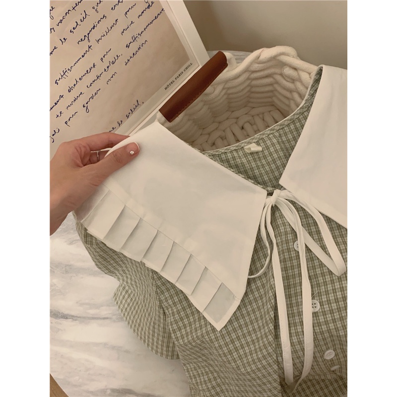 Áo Sơ Mi Ngắn Tay Thắt Dây Cổ Bẻ Phong Cách Pháp 52075