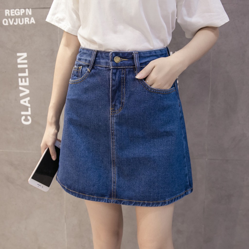 Chân váy jeans chữ A thời trang Hàn Quốc cho nữ | BigBuy360 - bigbuy360.vn