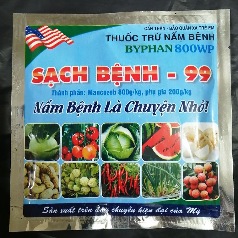 Thuốc trừ nấm bệnh -  Phấn trắng hoa hồng, Thán thư, sương mai, mốc sương - Sạch nấm bệnh 99 gói 40gr