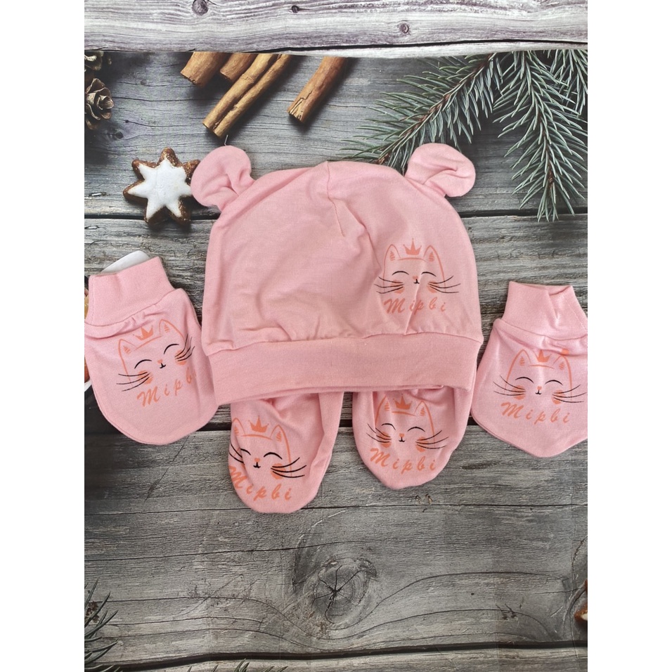 Sét bao tay, bao chân, mũ bo sơ sinh MIPBI 100% Sợi tre an toàn cho bé