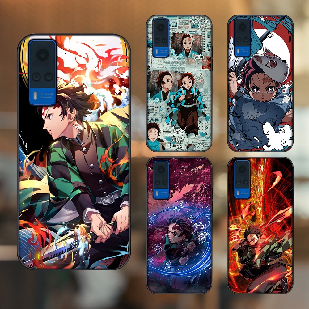 Ốp lưng Vivo Y51 2020, Y53s viền đen in hình Tanjiro Kimetsu No Yaiba
