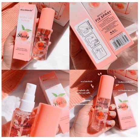 Xịt Khoáng Khóa lớp Nền Trang điểm Kiss Beauty Peachy 75ml