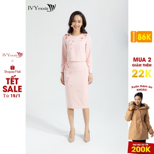 Áo croptop đính hoa lan nữ IVY moda MS 17C5860