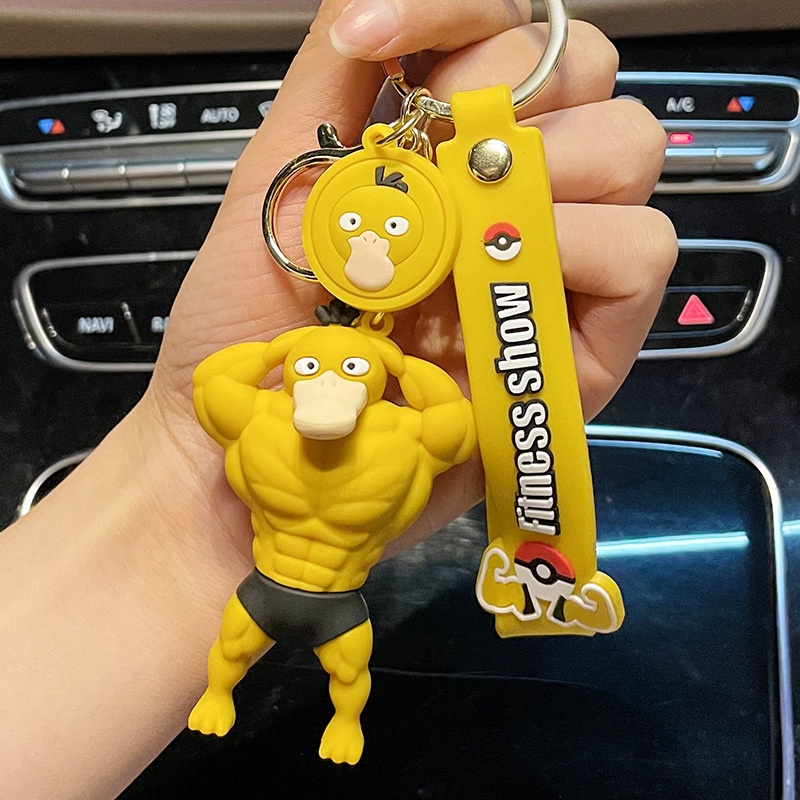 Móc khóa hình cơ bắp Pikachu hoạt hình 3D kiểu dáng sáng tạo dễ thương