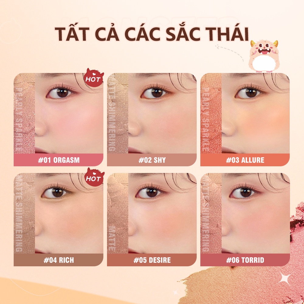 Phấn Má Hồng BANXEER Monster 6 Màu Tùy Chọn 34g