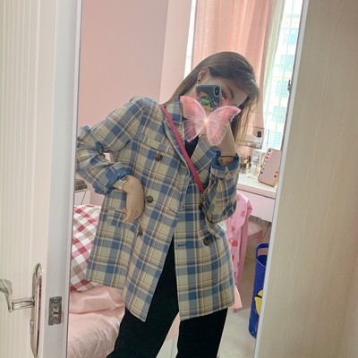 Sẵn Xanh-M(Hàng Đẹp)Ảnh thật 6 hình cuối-HC396.Áo blazer kẻ vintage mùa thu siêu xinh | BigBuy360 - bigbuy360.vn