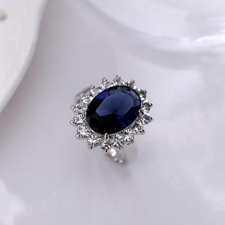Beautiful elegant blue gemstone silver plated ring