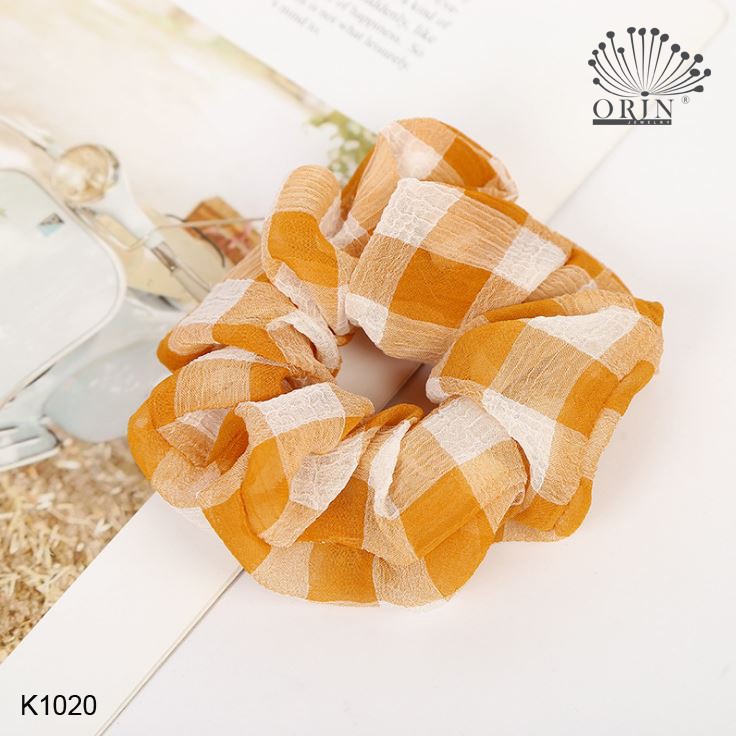 Cột tóc, buộc tóc vải scrunchies sọc caro HOT TREND Orin K1015 K1016 K1017 K1018 K1019 K1020